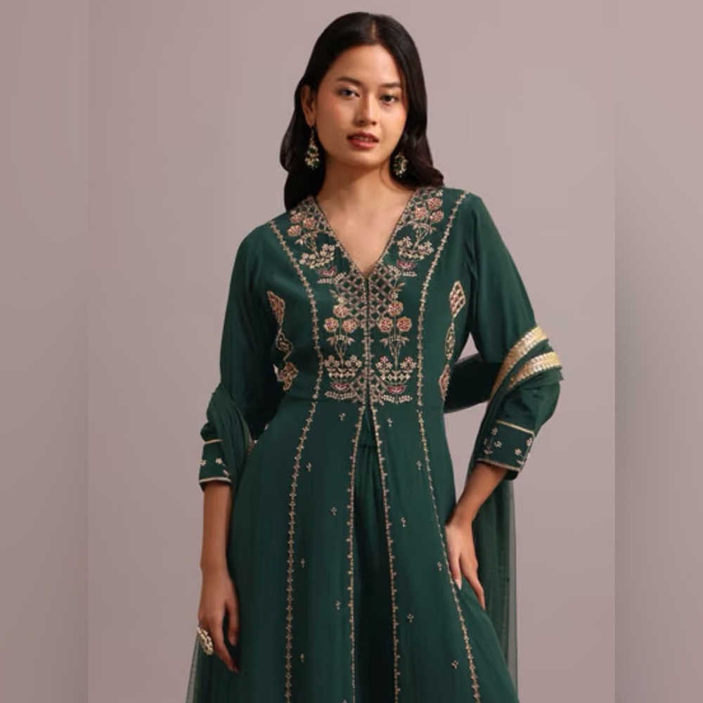 Elegant Green Embroidered Dress